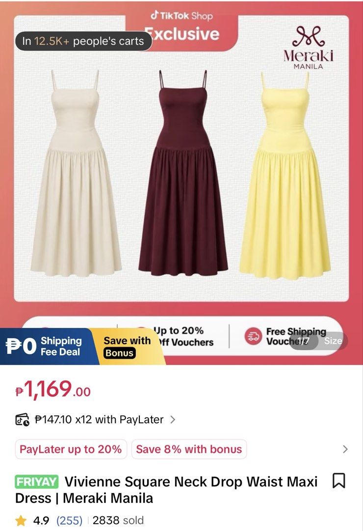 Meraki Vivienne Dress (Category: Dresses) located in Pasig City. Submitted by g_decluttering (Listing ID 1462610105, Image 1). Description: Rfs: Impulsive buying; I realized wala akong paggagamitan Unused, just washed Photos were grabbed from their tiktok shop Color is wine red Size is XS-M I’m 34-26-36, 5’4 and the dress fits just right on me Shipping via Lalamove.