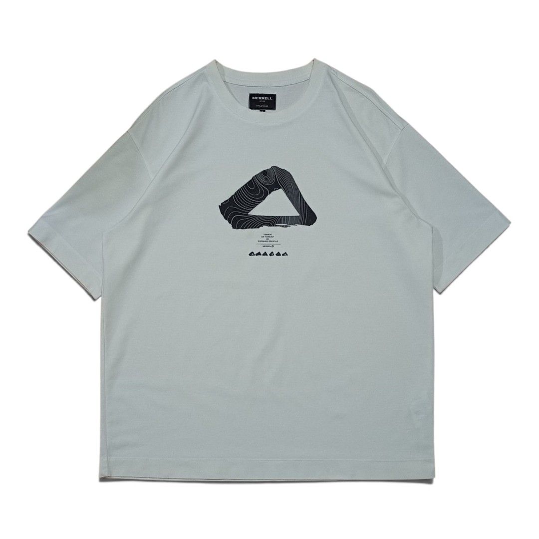 Merrell White Graphic Tee (L) (Category: Tshirts & Polo Shirts ) located in Labo. Submitted by hikari_archive (Listing ID 1462514016, Image 1). Description: Merrell White Graphic Tee (Large on tag) dimes: inches width: 23 length: 28.5 - excellent condition - minimal yellow stain (check the last pic).