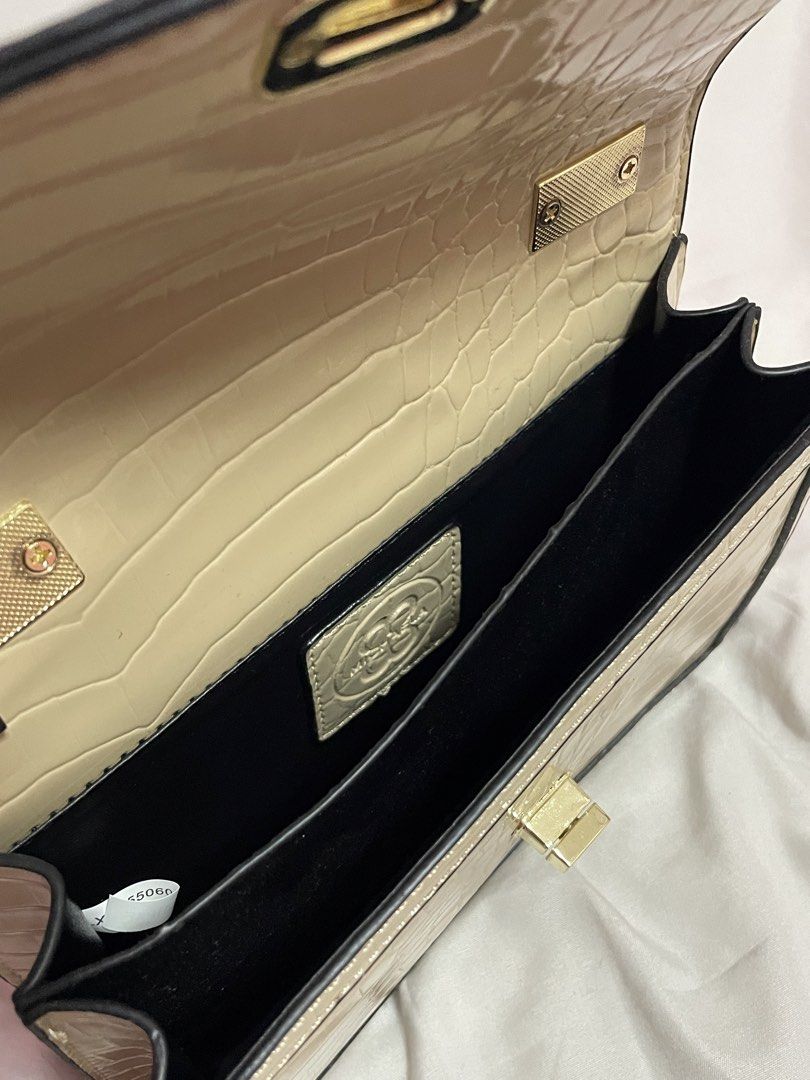 MICHAELA Handbag Beige Croc Embossed Top Handle Bag (Category: Luxury Bags & Wallets) located in Manila. Submitted by roxyqk (Listing ID 1462470622, Image 2). Description: - NEVER BEEN USED! rfs: genuinely need more space on my closet.