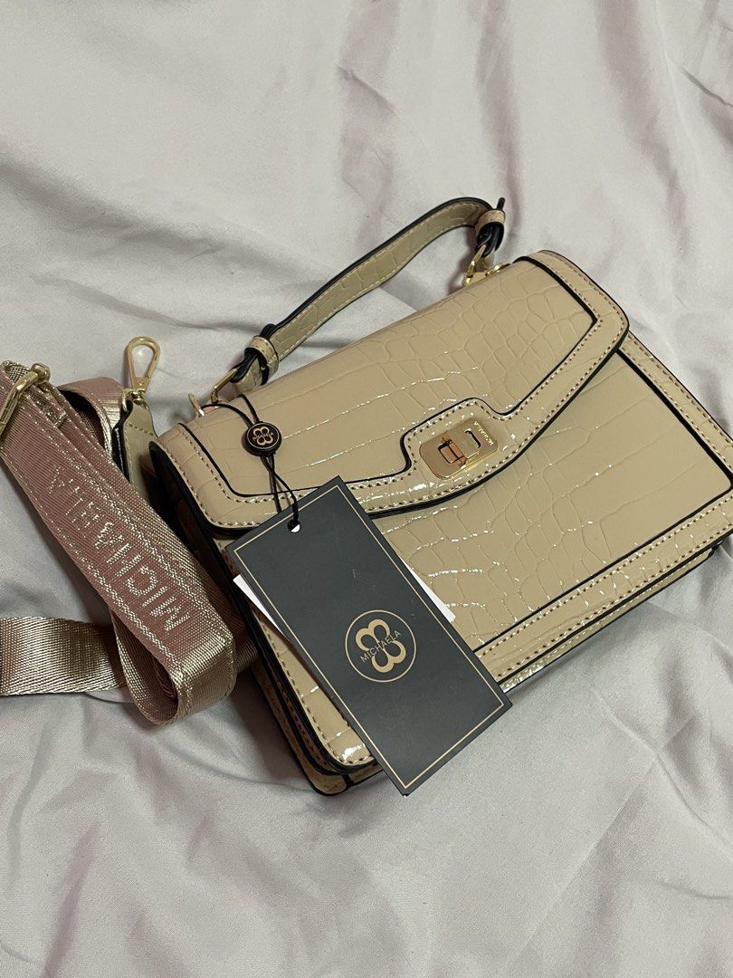 MICHAELA Handbag Beige Croc Embossed Top Handle Bag (Category: Luxury Bags & Wallets) located in Manila. Submitted by roxyqk (Listing ID 1462470622, Image 1). Description: - NEVER BEEN USED! rfs: genuinely need more space on my closet.
