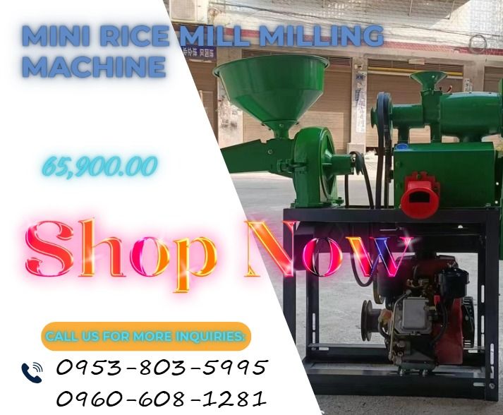 Mini Rice Mill Milling Machine (Category: Everything Else Others) located in Caloocan City. Submitted by michealaus73574 (Listing ID 1462496974, Image 1). Description: "Machine package: 65*57*33cm 46.9kg •Riddler package: 61*31*25cm 8.25kg •Bucket package: 48*38*24cm 2.5kg •Gasoline engine package: 40*27.5*26.5cm 21.15kg •power: 5hp •capacity:150kg/h" •cbm: 0.28cbm •wt: 79kg .