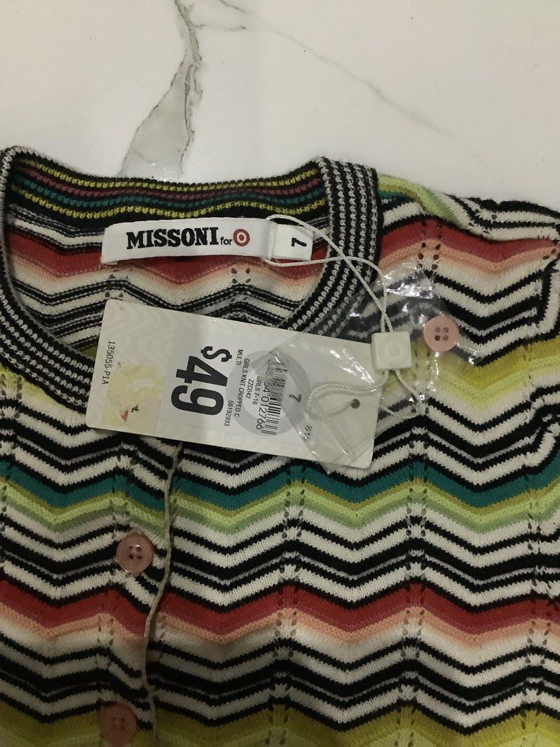 Missoni for Target Zigzag Knit Cardigan (Category: Babies & Kids Fashion) located in Quezon City. Submitted by heybailey (Listing ID 1462507926, Image 3). Description: - Authentic Missoni for Target cardigan - Iconic colorful zigzag pattern - Pink button-up front closure - Ribbed cuffs and hem - Made in China - Brand new with original tags attached - Original retail price: $49.
