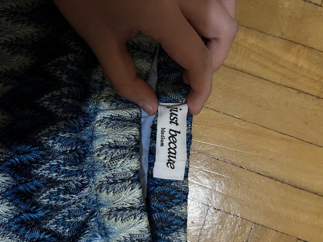 MISSONI PANTS Just Because Blue Zigzag Pattern Wide Leg Pants Medium (Category: Other Bottoms) located in Manila. Submitted by adamscloset (Listing ID 1462525326, Image 3). Description: - Brand: Just Because - Pattern: Cool zigzag - Colors: Blue, black, and white - Style: Wide leg - Waistband: Elastic for comfort - Size: Medium - RSF: Change of style - Only worn once.