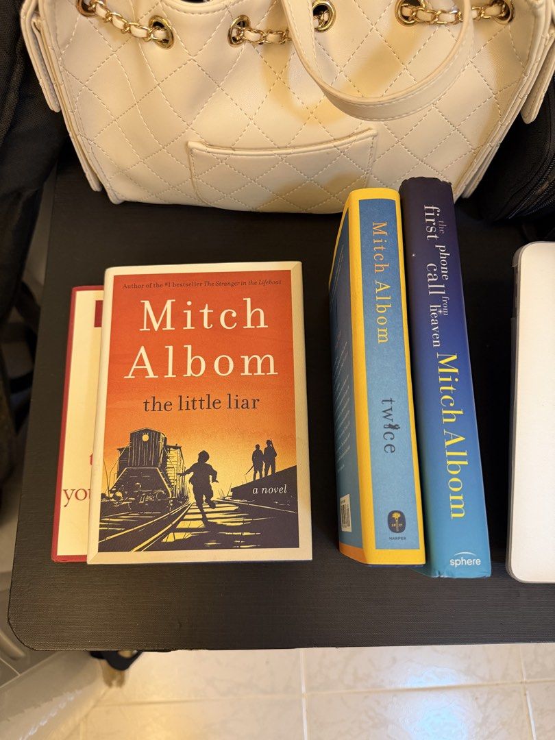 Mitch Albom Book Bundle: 4 Novels Hardbound (Category: Storybooks) located in Dagupan City. Submitted by harmony.sy (Listing ID 1462583105, Image 2). Description: - The Five People You Meet in Heaven - SOLD - The Little Liar - Twice - The First Phone Call from Heaven All books are hardbound 400 each book.