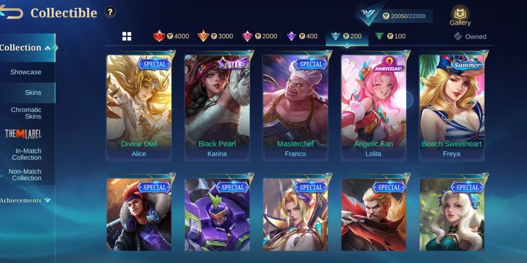 MLBB Account number / 106 Skins / Mythical Glory (Category: Game Gift Cards & Accounts) located in Manila. Submitted by rhuben_ (Listing ID 1462507042, Image 2). Description: 🔥 MLBB ACCOUNT FOR SALE 🔥 • Mythical Glory – 51 pts • 87 Heroes • 106 Skins • Collection Score: 20,050/22,000 • Maraming Epic, Anniversary, Blazing, Special at event/collab skins • May Gaara, Saint Seiya, SpongeBob at iba pa 💰 ₱8,000 — negotiable 📩 PM seriou.