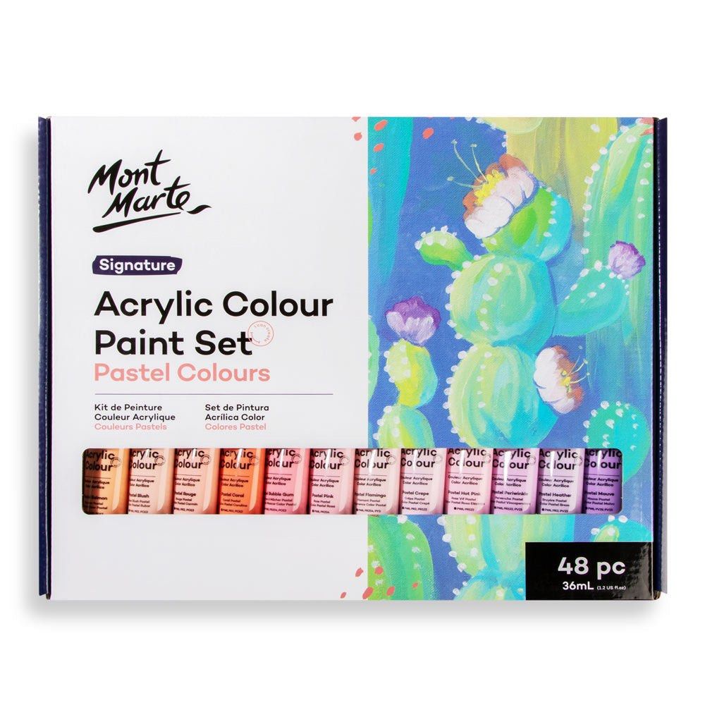 Mont Marte Acrylic Paint Set, Mediums (Category: Art & Prints) located in Quezon City. Submitted by gentle_le (Listing ID 1462508458, Image 3). Description: 🔹 Signature Metallic Acrylic Colour Paint Set 24 pc x 36 ml (barely used, most tubes are still sealed) — ₱850 (Original price: ₱1,145) 🔹 Acrylic Pastel Colours 48 pc x 36 ml (lightly used, some tubes are still sealed) — ₱1,250 (OP: ₱1,750) 🔹 3 Mediums: Acrylic Flow Medium 250 ml (lightly u