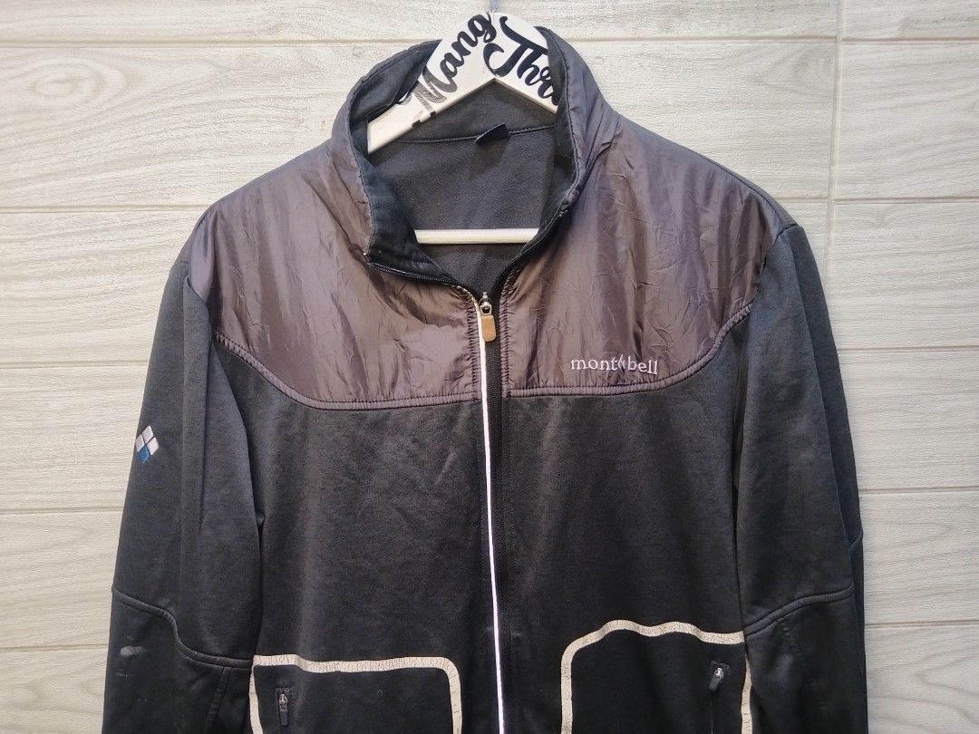 MONTBELL FLEECE JACKET (Category: Coats, Jackets and Outerwear) located in Sorsogon. Submitted by mang_thrift2 (Listing ID 1462497943, Image 3). Description: XL on tag 22.5W28L Issue cracks on reflective sticker pocket area Paint on right sleeve.