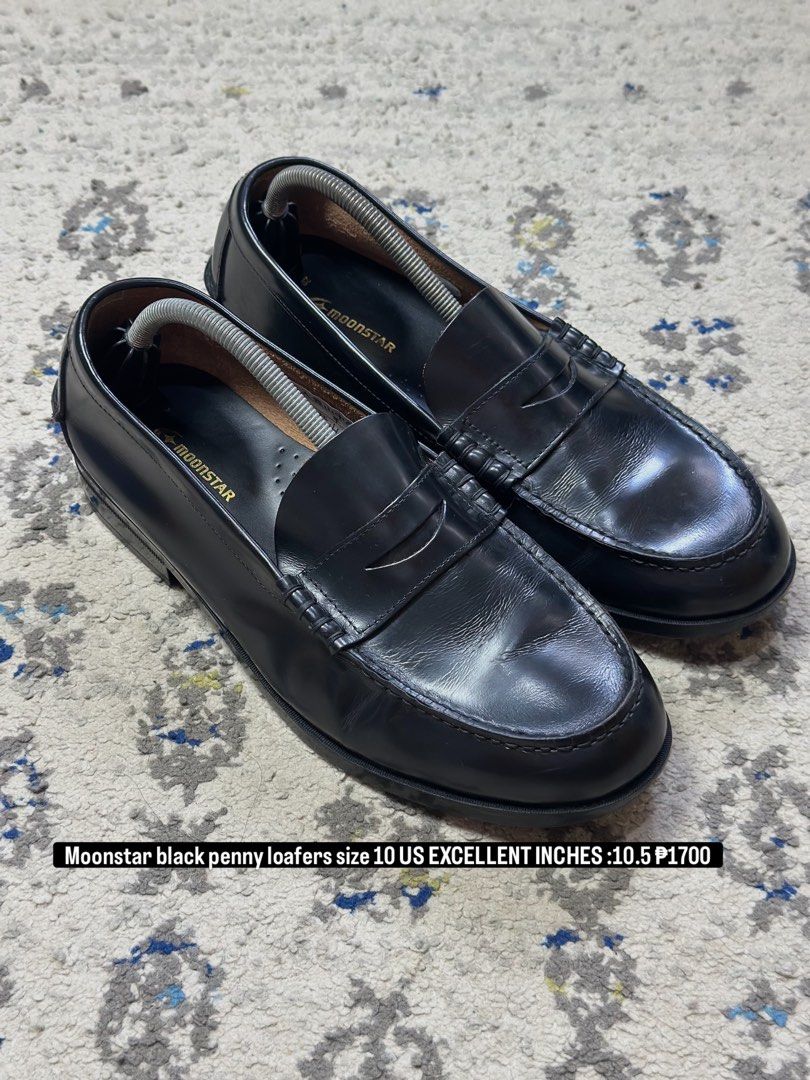 Moonstar Black Penny Loafers Size 10.5 US (Category: Dress Shoes) located in Daet. Submitted by thrifthings2018 (Listing ID 1462540407, Image 1). Description: - Moonstar black penny loafers - Size: 10.5 US - Style: Classic penny loafer - Perfect for school or casual wear - Condition: Minor scuffs on toe area (please check photos for details).