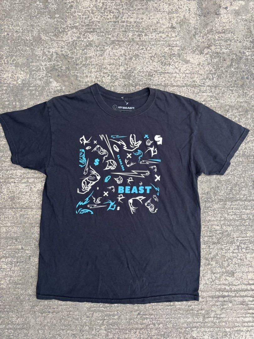 Mr. Beast Official Merch Tshirt (Category: Tshirts & Polo Shirts ) located in Bacolod City. Submitted by keel_08 (Listing ID 1462560430, Image 1). Description: 21 W 27 L No issue L on tag + shipping fee.