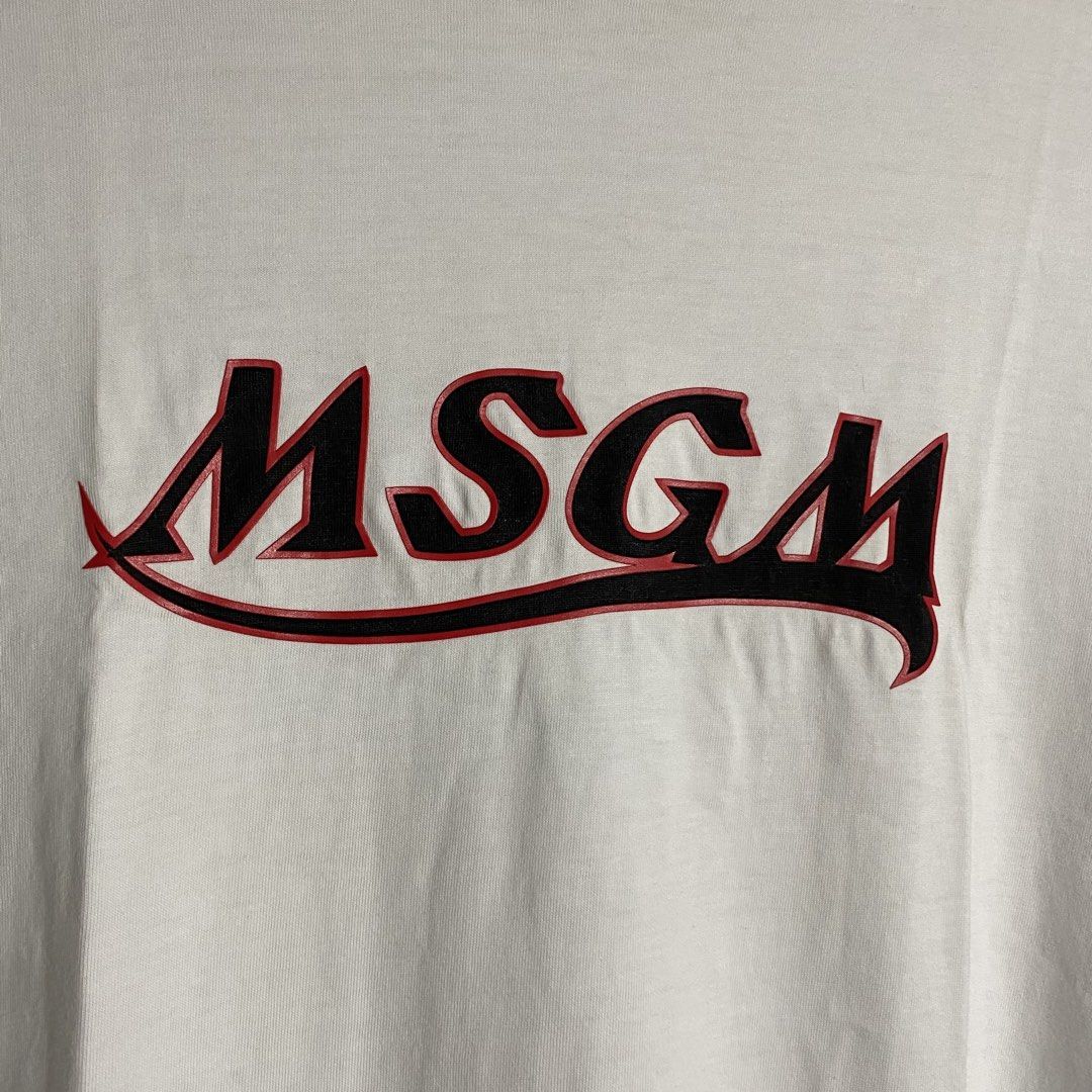 MSGM Crewneck White Tee (Category: Tshirts & Polo Shirts ) located in Manila. Submitted by curatedvg. (Listing ID 1462589409, Image 3). Description: MSGM Crewneck White Tee for Men Width: 20 inches Length: 28 inches Best fit size M / Medium Tagged XS Made in Italy Excellent condition No issues No stains or pinholes Interested? Send me a message or offer. 📥.