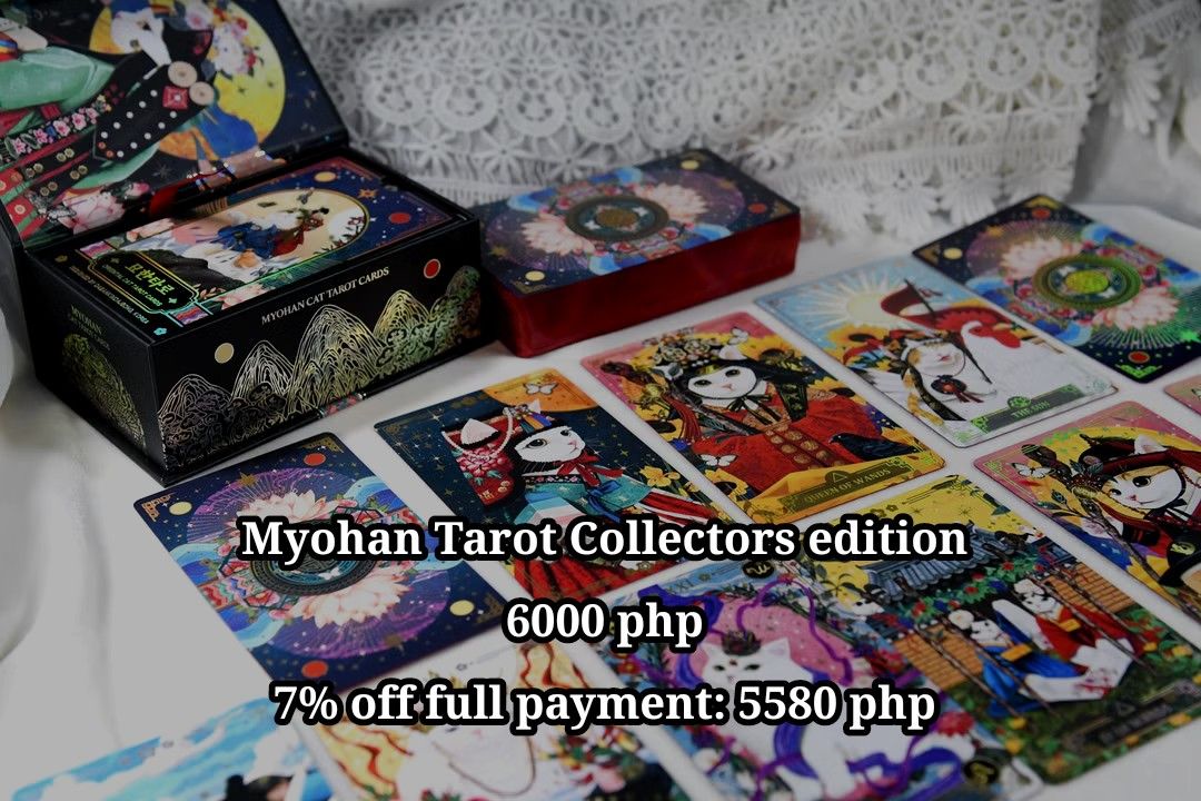 Muse & Myohan Tarot Collectors & Mini Edition (Category: Religious Items) located in Cavite. Submitted by adrienne_garcia (Listing ID 1462579132, Image 3). Description: 🖤 LIMITED TAROT DECK PRE-ORDER 🖤 A small batch of Myohan & Muse Tarot decks is now available for PRE-ORDER. ✨ COLLECTOR'S EDITION • Myohan Collector's Edition — ₱6,000 • Muse Collector's Edition — ₱6,000 ✨ TIN EDITION • Myohan Tin Edition — ₱4,000 • Muse Tin Edition — ₱3,000 💸 