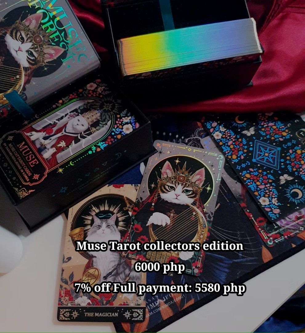 Muse & Myohan Tarot Collectors & Mini Edition (Category: Religious Items) located in Cavite. Submitted by adrienne_garcia (Listing ID 1462579132, Image 1). Description: 🖤 LIMITED TAROT DECK PRE-ORDER 🖤 A small batch of Myohan & Muse Tarot decks is now available for PRE-ORDER. ✨ COLLECTOR'S EDITION • Myohan Collector's Edition — ₱6,000 • Muse Collector's Edition — ₱6,000 ✨ TIN EDITION • Myohan Tin Edition — ₱4,000 • Muse Tin Edition — ₱3,000 💸 