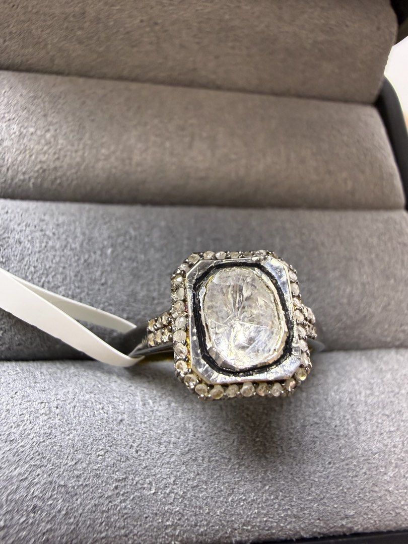 Natural Polki Diamond Ring S7.5 (Category: Rings) located in Baguio. Submitted by mooi.kuryba (Listing ID 1462641748, Image 2). Description: Own a timeless treasure: This exquisite Polki diamond ring showcases raw, uncut, and unpolished natural diamonds, embodying the elegance of traditional Indian craftsmanship. A true testament to heritage and beauty. Brand New in Sterling Silver 925 (Rhodium-Yellow gold plated) ✨ Center stone: Natural Polki Di