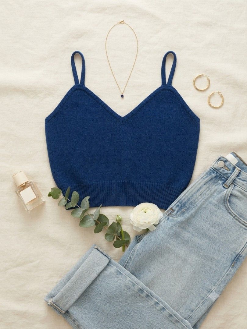 Knitted Navy Blue Tank Top (Category: Others Tops) located in Las Pinas. Submitted by dnbrbnt (Listing ID 1462488355, Image 1). Description: size med super nice in actual loc. las piñas.
