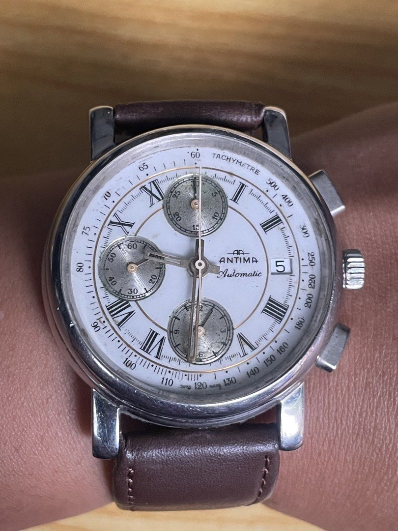 Neo Vintage Antima Chronograph (Category: Men's Watches) located in Taguig. Submitted by tester1x (Listing ID 1462496584, Image 1). Description: Neo Vintage Antima Pro Arte Collection “Equator” Chronograph Automatic 1992 Swiss Made 22005755065 Stainless Steel Front SS Backcase 40mm Replacement Strap, Buckle.