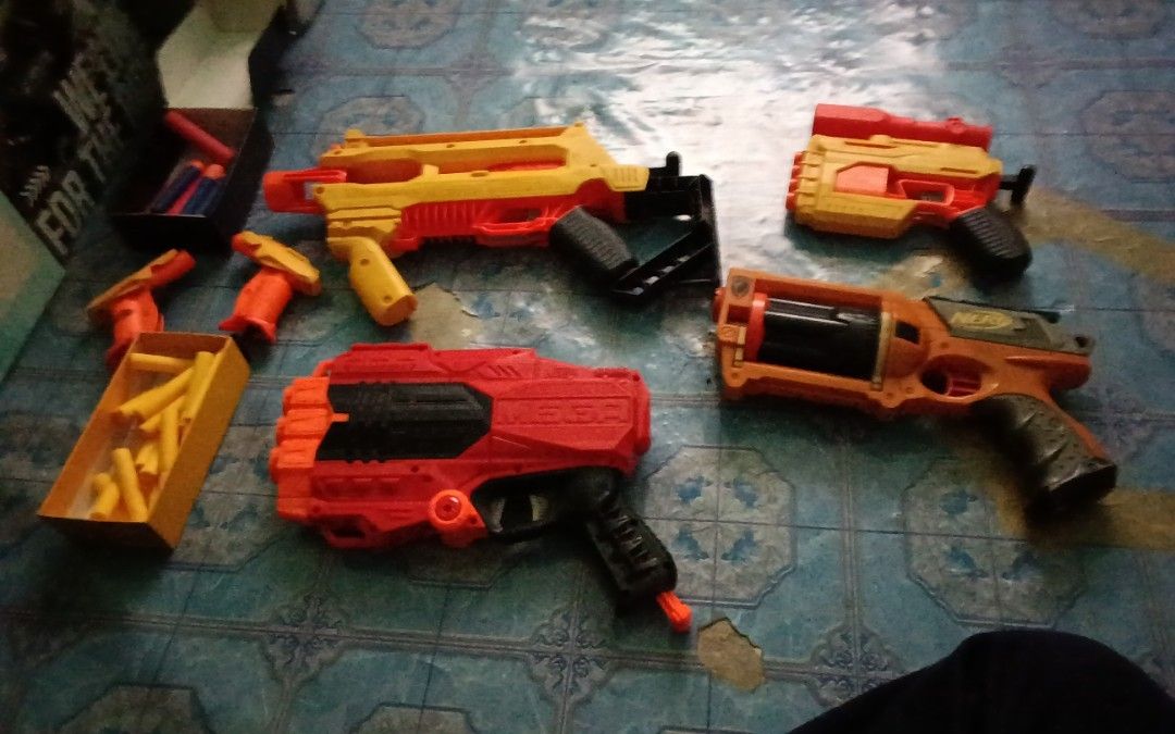 Nerf Gun Bundle (6 Working Blasters + Complete Darts) (Category: Action & Battle Toys) located in Manila. Submitted by goldenturtle-bb904d (Listing ID 1462595238, Image 1). Description: Selling a complete, ready-to-play Nerf bundle! Perfect for backyard target practice or starting a collection. All blasters have been tested and are 100% functional with good firing ranges. method of payment: Gcash payment location: general trias, Cavite, pascam 2 