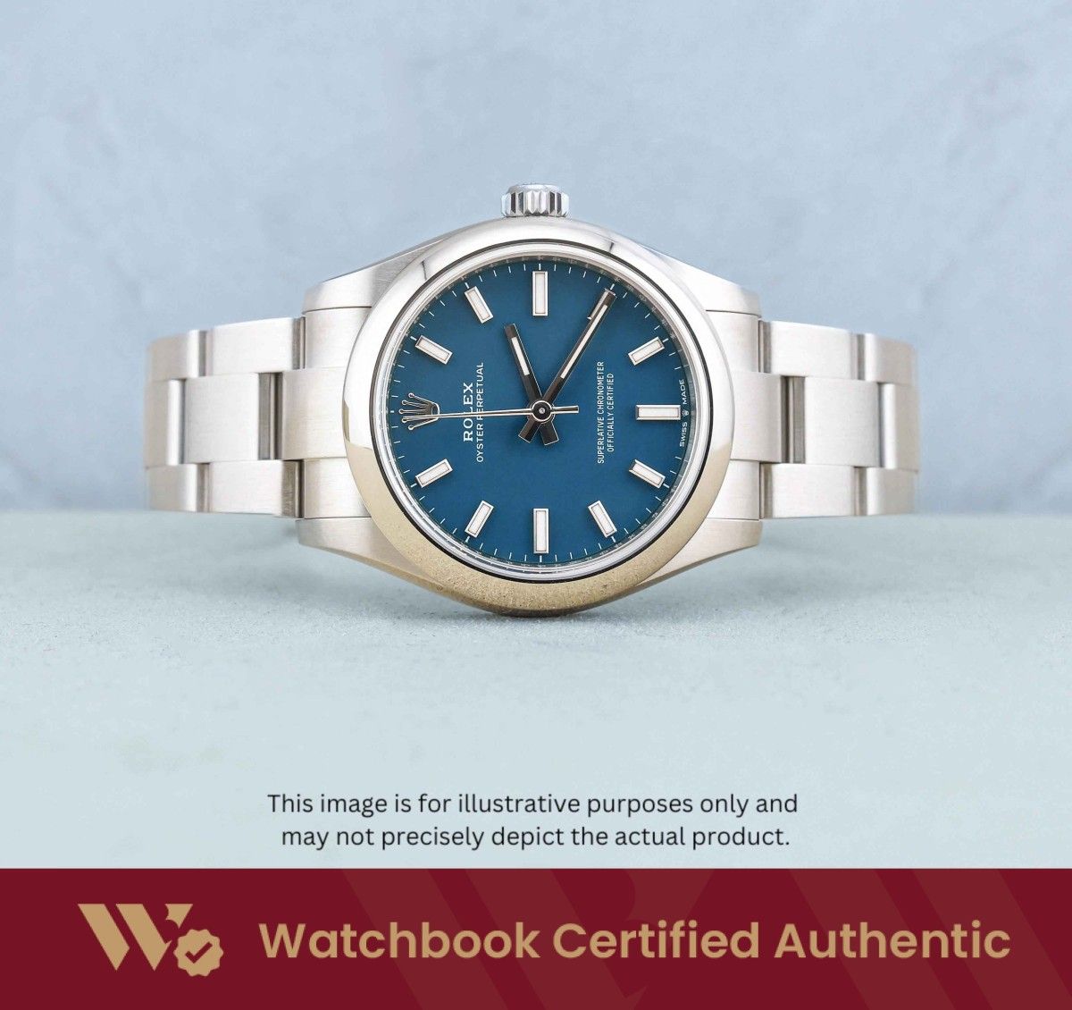 [New] Rolex Oyster Perpetual Oyster 277200 Med Blue Dial A6743 | Apr 2026 (Category: Watches) located in Singapore. Submitted by watchbooksg (Listing ID 1432839790, Image 1). Description: Watchbook Swiss-Standard Certified: Professional Authentication You Can Trust Every watch undergoes systematic 60-point verification by Swiss-trained watchmakers at our in-house Watchbook Service Centre. We verify all checkpoints—movement, dial, case, bracelet, 