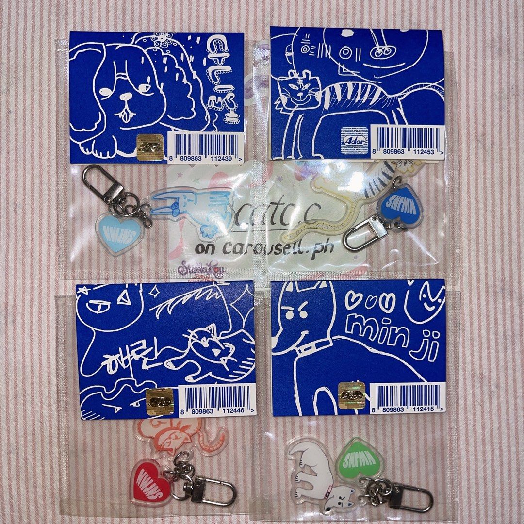NEWJEANS DOODLE KEYRINGS (PER PIECE) (Category: Character Goods) located in Marikina City. Submitted by catc.c (Listing ID 1462573453, Image 1). Description: ATTENTION!!🐇🐇🐇🐇🐇 Price is per piece. Official merch. RARE!!! Cute little doodles by the girls, made into keyrings.🫶🏻 MINJI (Unsealed but like new) - AVAILABLE DANIELLE (Sealed) - AVAILABLE HAERIN (Unsealed but like new) - AVAILABLE HYEIN (Sealed) - AVAILABLE RFS: Need funds, so I’m do