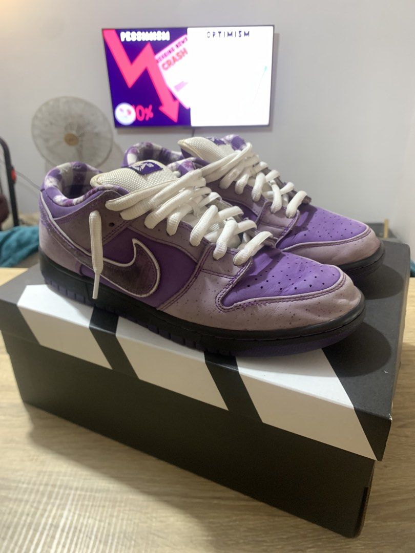 Nike SB Dunk Low “Purple Lobster” (Category: Sneakers) located in Mandaluyong City. Submitted by apolonio.draws-32895 (Listing ID 1462498318, Image 1). Description: - Nike SB Dunk Low Lobster (Purple) - Unique speckled pattern on the suede upper. - Features a stylish checkered design on the inner lining. - Comes with crisp white laces. - A must-have addition to any sneaker collection. .