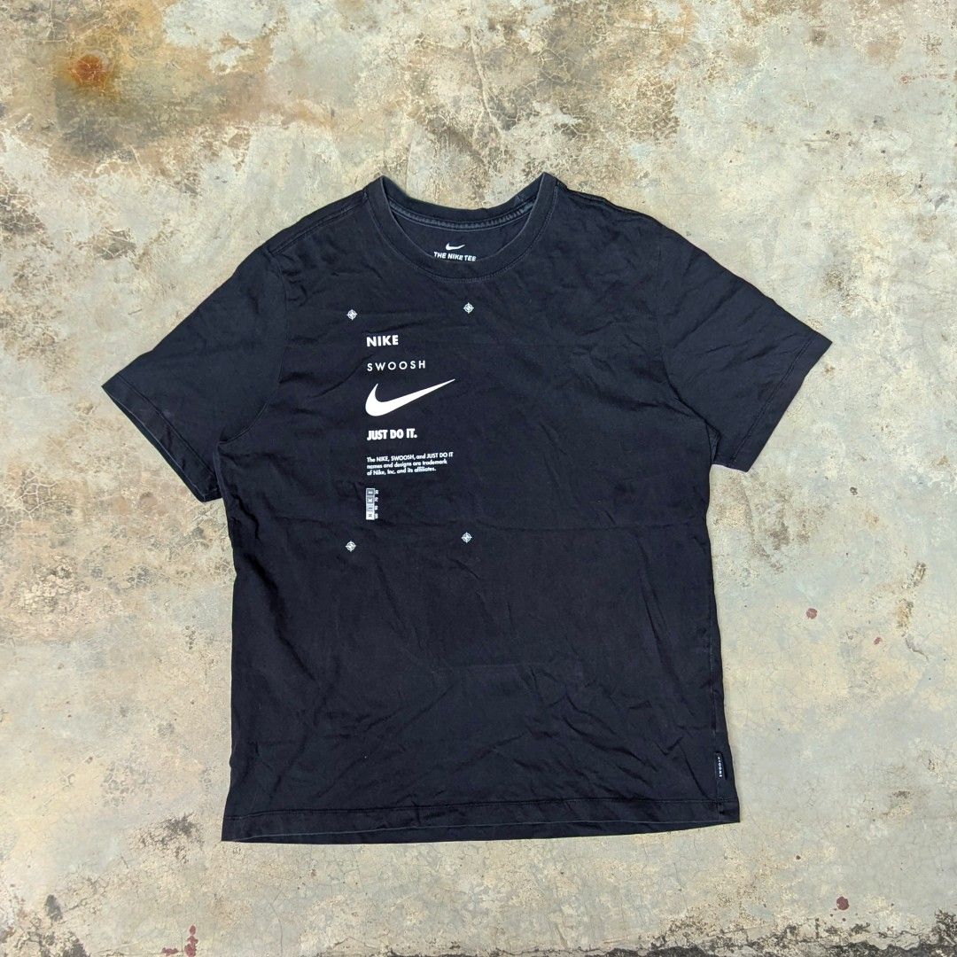 Nike swoosh (Category: Tshirts & Polo Shirts ) located in Ozamiz City. Submitted by drithrft (Listing ID 1462456296, Image 1). Description: L-XL based on dimes Dimensions (inches) Width - 21.5 Length - 28 Condition - 9.5/10 Issue - minor fade on neckline.