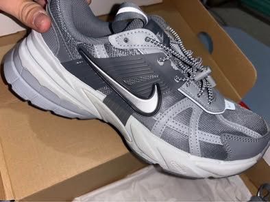 Nike Wmns V2K Run Grey Silver Shoes (Category: Sneakers) located in Imus. Submitted by cheesecake_000 (Listing ID 1462469695, Image 3). Description: - Nike V2K Run sneakers - Color: Grey and Silver - Size: 5.5 UK / 4 EUR - Style: Chunky, trendy design - Ideal for: Everyday wear or workouts - Includes: Original box Size: US 5.5 Used only twice Reason for selling: too tight, not enough size allowance Original price was: ₱5795.00 Price still negotia