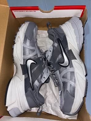 Nike Wmns V2K Run Grey Silver Shoes (Category: Sneakers) located in Imus. Submitted by cheesecake_000 (Listing ID 1462469695, Image 2). Description: - Nike V2K Run sneakers - Color: Grey and Silver - Size: 5.5 UK / 4 EUR - Style: Chunky, trendy design - Ideal for: Everyday wear or workouts - Includes: Original box Size: US 5.5 Used only twice Reason for selling: too tight, not enough size allowance Original price was: ₱5795.00 Price still negotia