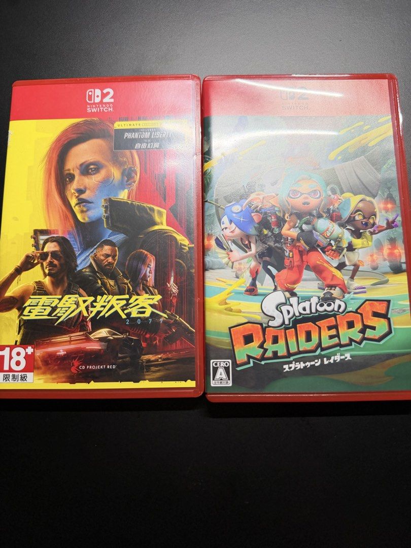 Nintendo Switch 遊戲 Cyberpunk 2077 & Splatoon Raiders （分類：PlayStation）位於 Hong Kong。 由 yinyin315 提交（商品編號 1462642154，圖片 1）。簡介： 兩隻 Switch 遊戲 《Cyberpunk 2077》$290 《Splatoon Raiders》$290 兩隻一齊買$550。