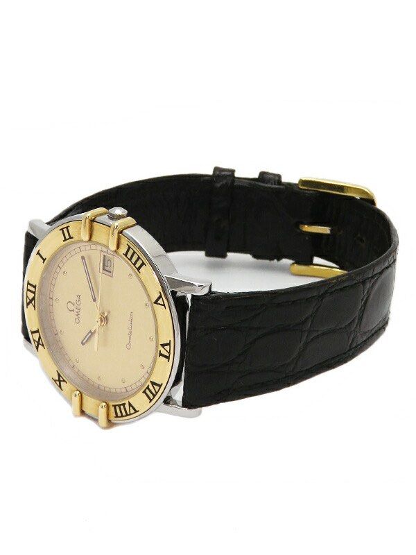 Omega 'Constellation' Men's Quartz Watch (Category: Men's Watches) located in Las Pinas. Submitted by daisuki_japan_luxury_by_reiko (Listing ID 1462537229, Image 2). Description: Name Constellation year model not clear type Men's color gold kinds Quartz watch Material Case: Stainless steel/Yellow gold Strap: Leather (original) Buckle: Yellow gold plated (original) Crystal : Sapphire size Case: Approximately 34mm in diameter; Wrist circumference: 