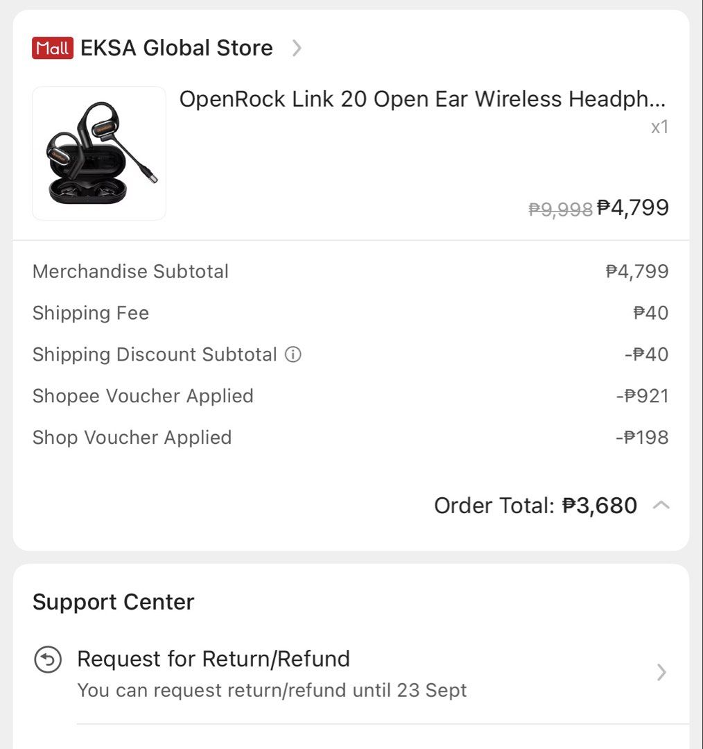 OpenRock Wireless Earbuds with Charging Case (Category: Earphones) located in Manila. Submitted by mcasensi (Listing ID 1462566539, Image 3). Description: - OpenRock wireless earbuds - Color: Black with orange accents - Includes charging case and charging cable - Ideal for workouts and daily use - Tested and confirmed working.