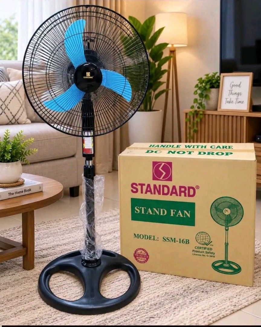 Original standard fan (Category: Fans) located in Manila. Submitted by saguittarian06 (Listing ID 1462640398, Image 1). Description: ORIGINAL STANDARD FAN (plastic blade) Standfan (SSM 16B) 🅿️1800 Deskfan (SDS 16B) 🅿️1550 Wallfan (SWF 16Q1) 🅿️1650.