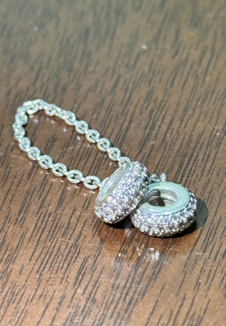 Pandora pre-loved Charms (Category: Luxury Accessories) located in Paranaque City. Submitted by ica.hbrn (Listing ID 1462641856, Image 3). Description: ✨ PANDORA PRELOVED CHARMS & BRACELET FOR SALE 15k for all!!! (11pcs) All items are preloved and in good condition. 1.Pandora Love Script Two-Tone Heart Charm • Sterling silver with 14K yellow gold heart accent • SKU: 792037CZ • Preloved price: ₱2,275 2.Pandora Sparkling Pavé Safety Chain Charm • S