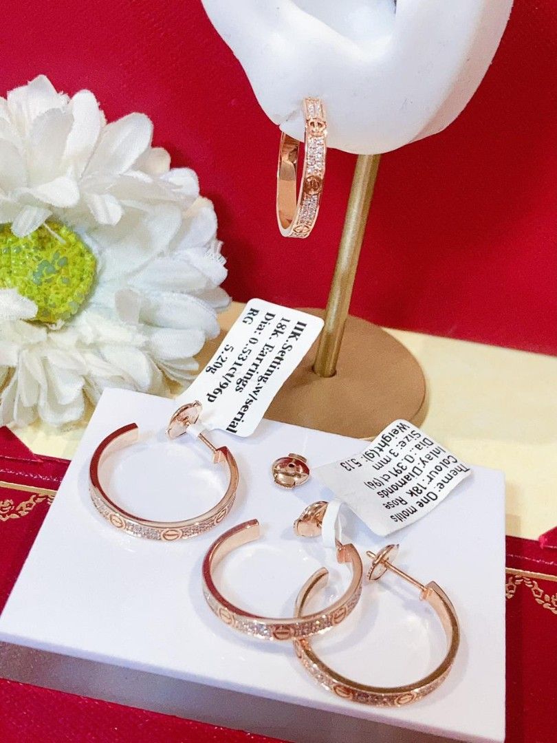 pave dia hoop earring 18k gold hk setting (Category: Earrings) located in Manila. Submitted by primejewelry (Listing ID 1462504677, Image 3). Description: .