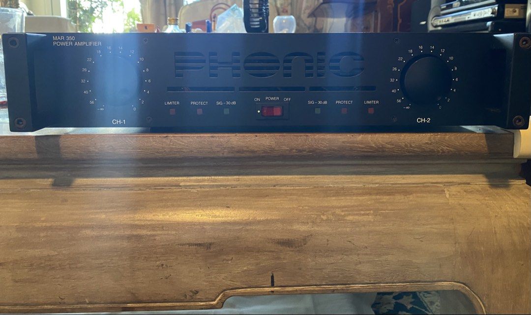 Phonic MAR 350 Power Amplifier (Category: Soundbars, Speakers & Amplifiers) located in Taguig. Submitted by roninmcarthur (Listing ID 1462585906, Image 1). Description: - Phonic MAR 350 Power Amplifier - Dual Channel - Limiter, Protect, and Sig-30dB Indicators (per channel) - Red Power On/Off Switch - Ample Top Ventilation - Rear Panel Inputs and Outputs - Ready for your audio setup.