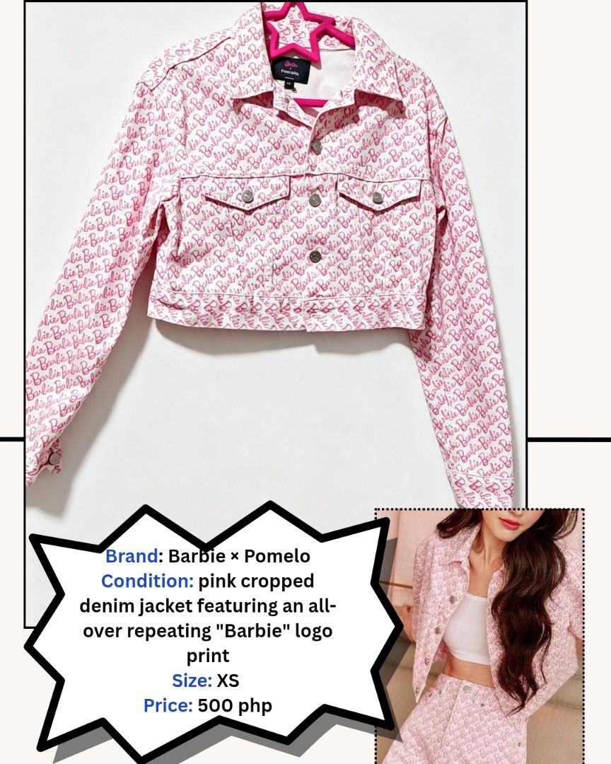 Pink cropped denim jacket (Category: Coats, Jackets and Outerwear) located in Manila. Submitted by rewear.shop (Listing ID 1462493221, Image 1). Description: .