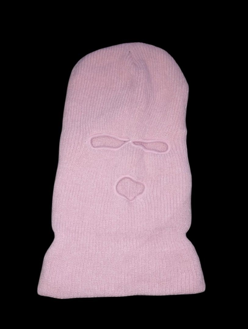 Pink Knitted Balaclava Ski Mask (Category: Hats & Beanies) located in Manila. Submitted by thriftjepo01336 (Listing ID 1462521271, Image 1). Description: - Soft pink knitted balaclava - Three holes: two for eyes, one for mouth - Keeps you warm and cozy - Ideal for costumes or fashion statements - One size fits most.