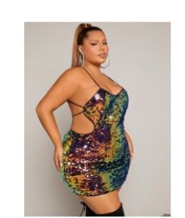 Plus Size Sparkly Rainbow Sequin Mini Dress with Strappy Back (Category: Dresses) located in Paranaque City. Submitted by saissi (Listing ID 1462449889, Image 1). Description: - Super cute sparkly sequin mini dress - Shimmering rainbow colors all over - Features a stylish strappy back detail - Ideal for parties, nights out, or any event where you want to shine Used once for an event..