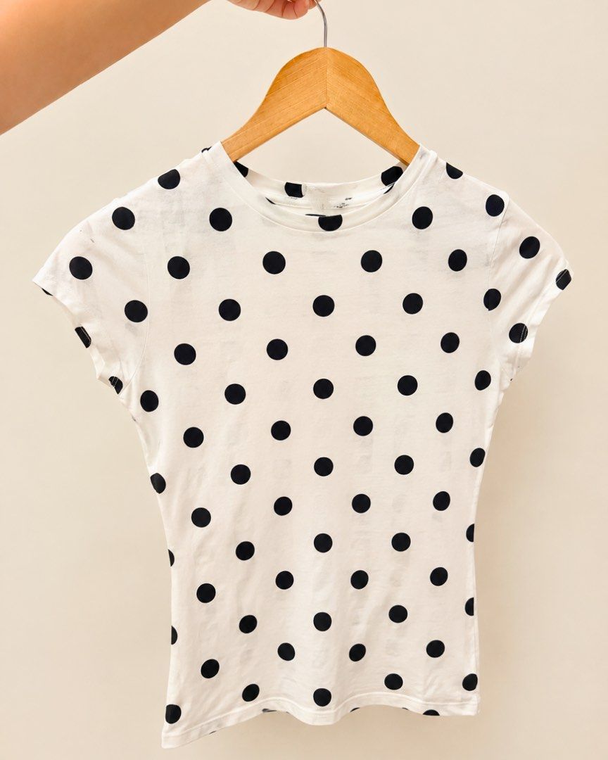 Polka Top Bershka (Category: Shirts) located in Iligan City. Submitted by rosydoll.archive (Listing ID 1462485599, Image 1). Description: available in size : xs (2) med (1) ⚠️ photo only enhanced by AI note: this is OVERRUN (pls do research first about overruns before sending an offer).