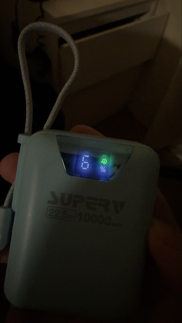 Powerbank (Category: Batteries & Power Banks) located in Pasig City. Submitted by kylejorelcapco (Listing ID 1462553881, Image 3). Description: Brand: Super V 22.5w 10,000 mAh ccc certified Comes with: Type c cable.