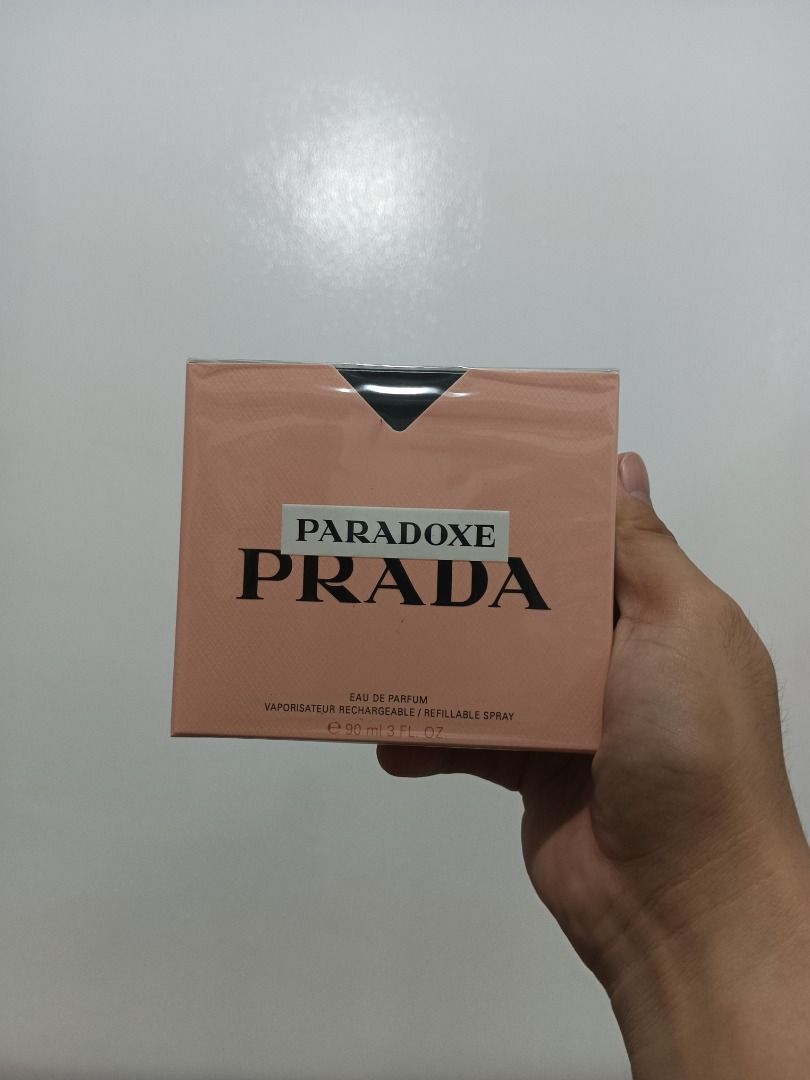 Prada Paradoxe Eau de Parfum 90ml Refillable Spray (Category: Fragrance & Deodorants) located in Manila. Submitted by selling.essentials (Listing ID 1462609749, Image 1). Description: - Prada Paradoxe Eau de Parfum - 90ml refillable spray bottle - Ideal for everyday wear - Comes in original packaging.
