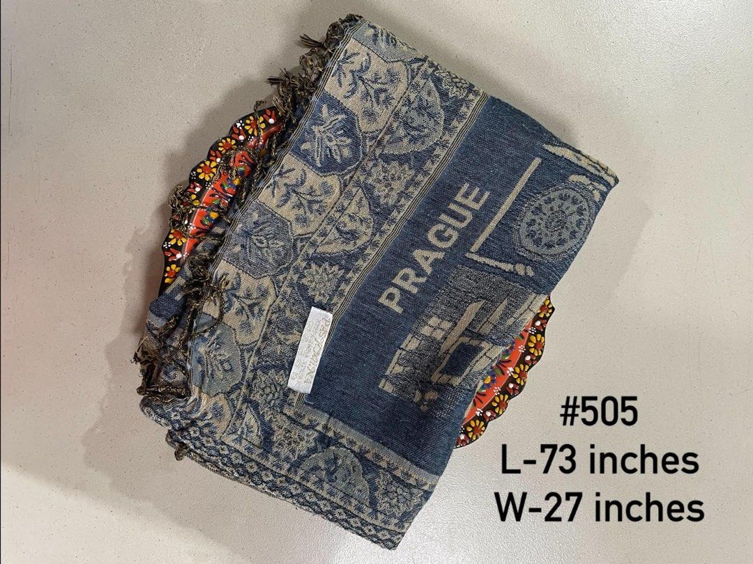 Prague souvenir pashmina scarf (Category: Coats, Jackets and Outerwear) located in Quezon City. Submitted by meggoquingco (Listing ID 1462542638, Image 1). Description: - Prague souvenir pashmina scarf - Features iconic Prague landmarks design - Soft and comfortable material - Perfect for gifting or personal use.
