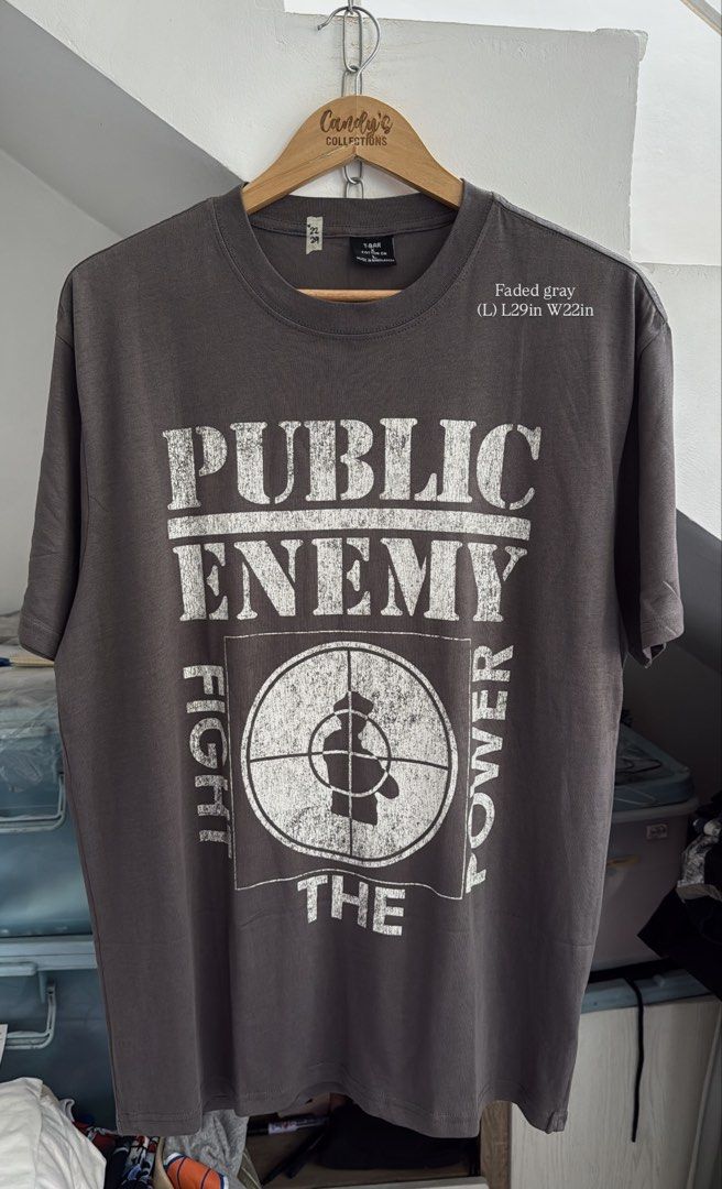 PUBLIC ENEMY (Category: Tshirts & Polo Shirts ) located in Cavite. Submitted by handpickedshirts (Listing ID 1462505948, Image 1). Description: Faded gray Approx L29in W22in laid flat No backprint.