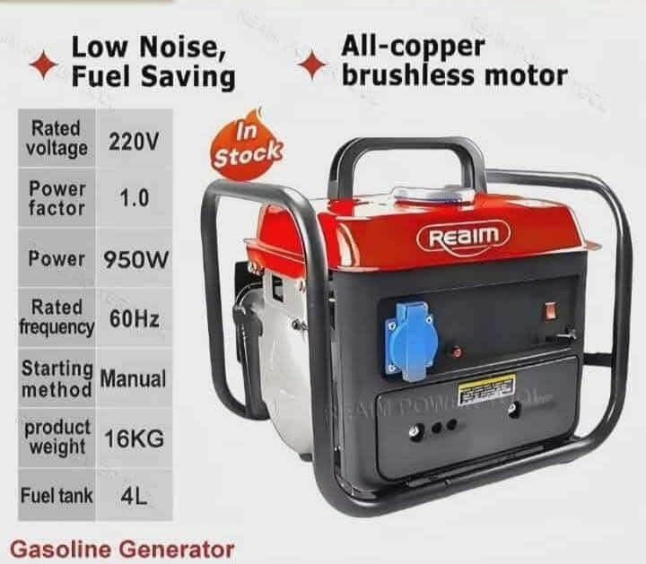 Realm Gasoline Generator 950W Low Noise Fuel Saving (Category: Construction Tools & Equipment) located in Olongapo. Submitted by zenbear.389c0d (Listing ID 1462641407, Image 1). Description: - Realm 950W Gasoline Generator - Low Noise & Fuel Saving - All-Copper Brushless Motor - 220V Rated Voltage, 60Hz Frequency - Manual Starting Method - 16KG Product Weight - 4L Fuel Tank Capacity - In Stock & Ready to Ship!.