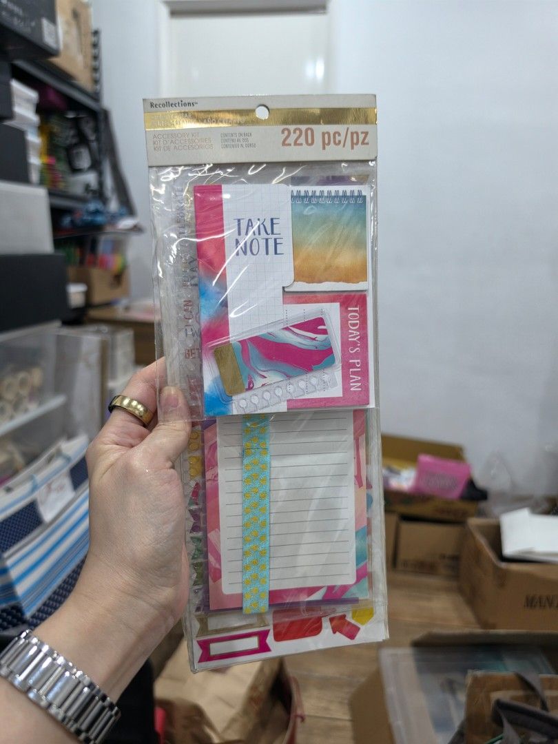 Recollections Creative Year Accessory Kit 220pc in One Kit (Category: Stationery & School Supplies) located in Quezon City. Submitted by snowflakes.specials (Listing ID 1462486107, Image 2). Description: 2 sticker sheets 1 dashboard 1 bookmark stencil ruler 1 mini bookmark 1 elastic band 1 pack sticky notes.