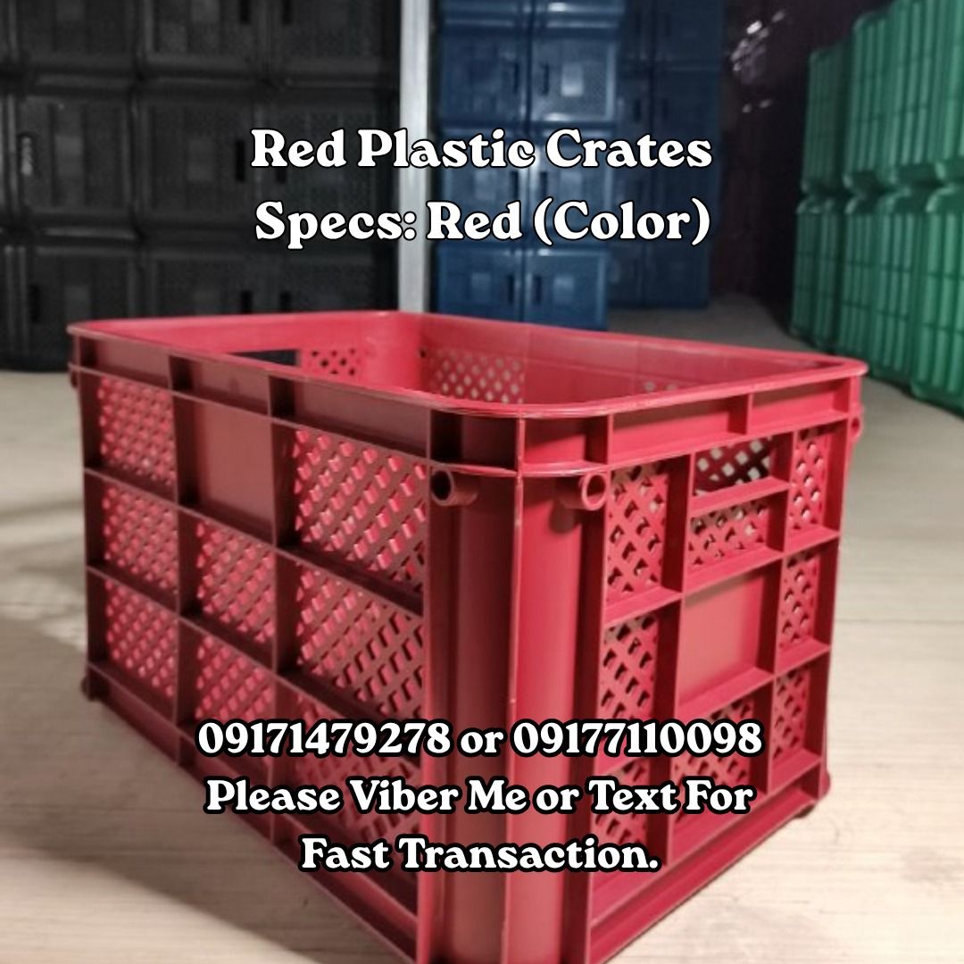 Red Plastic Crates Specs: Red (Color) (Category: Home Improvement Tools & Accessories) located in Manila. Submitted by 09171479278_elsie. (Listing ID 1462473855, Image 1). Description: Red Plastic Crates Specs: Red (Color).