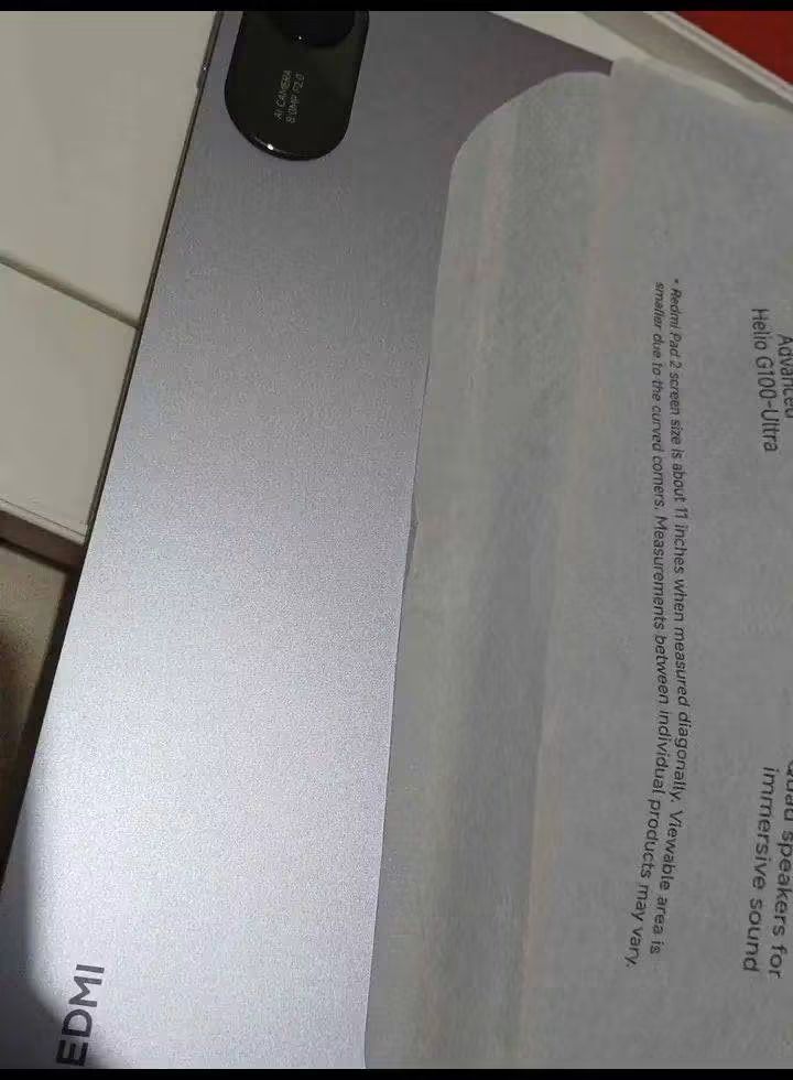 Redmi oad 2(11' helio g100) (Category: Android) located in Caloocan City. Submitted by vastforest_298eb5 (Listing ID 1462650913, Image 2). Description: Redmi Pad 2 (11" / Helio G100-Ultra) Processor: MediaTek Helio G100-Ultra (6nm) - Octa-core: 2×A76 @ 2.2GHz + 6×A55 @ 2.0GHz - GPU: Mali-G57 MC2 Display: 11" 2.5K IPS LCD - Reso: 2560 × 1600 (16:10), 274ppi - 90Hz refresh, 500nits (typ), 600nits outdoor Memory: - 4/6/8GB LPDDR4X RAM + 128/256GB UF