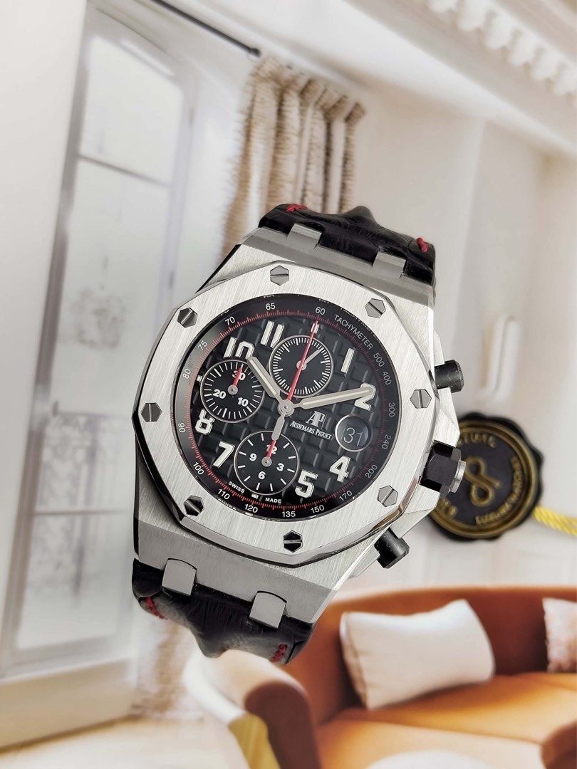 Royal Oak Offshore Chronograph "Vampire" (Category: Men's Watches) located in Makati City. Submitted by swissperpetual (Listing ID 1462534599, Image 2). Description: Audemars Piguet Royal Oak Offshore Chronograph Black Dial 26470ST.OO.A101CR.01 42 x 54 mm 2017 Complete Set Condition: 9/10 (Excellent Condition) Price: P1,198,000 Negotiable 🤝 7 Day Moneyback Guarantee 🧑‍🔧 1 Year SP Service Warranty 💱 Trades Offers and Pre-orders Accepted 💳 Cre
