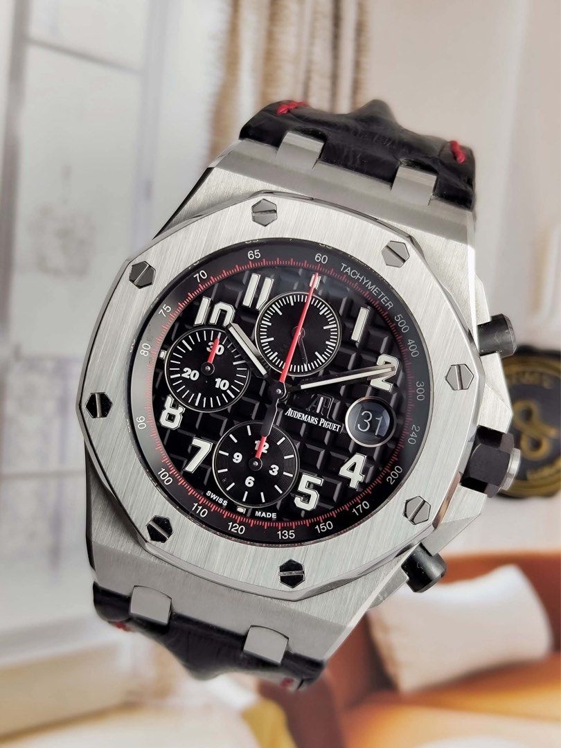 Royal Oak Offshore Chronograph "Vampire" (Category: Men's Watches) located in Makati City. Submitted by swissperpetual (Listing ID 1462534599, Image 1). Description: Audemars Piguet Royal Oak Offshore Chronograph Black Dial 26470ST.OO.A101CR.01 42 x 54 mm 2017 Complete Set Condition: 9/10 (Excellent Condition) Price: P1,198,000 Negotiable 🤝 7 Day Moneyback Guarantee 🧑‍🔧 1 Year SP Service Warranty 💱 Trades Offers and Pre-orders Accepted 💳 Cre