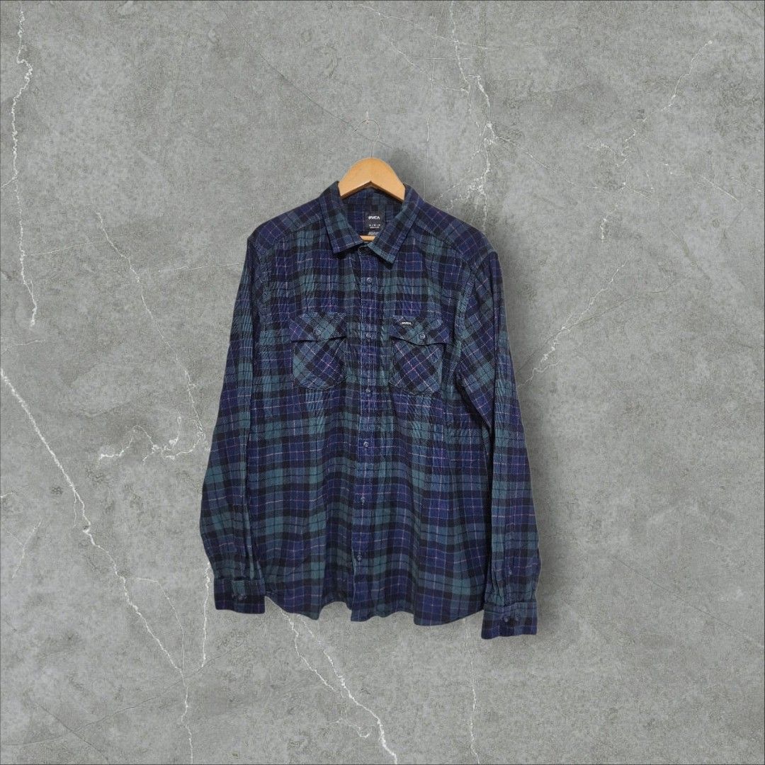 RVCA plaid flannel (Category: Coats, Jackets and Outerwear) located in Baguio. Submitted by fadexquisite (Listing ID 1462603022, Image 1). Description: RVCA plaid flannel Xlarge 30x23 Excellent condition 400 plus ship fee.
