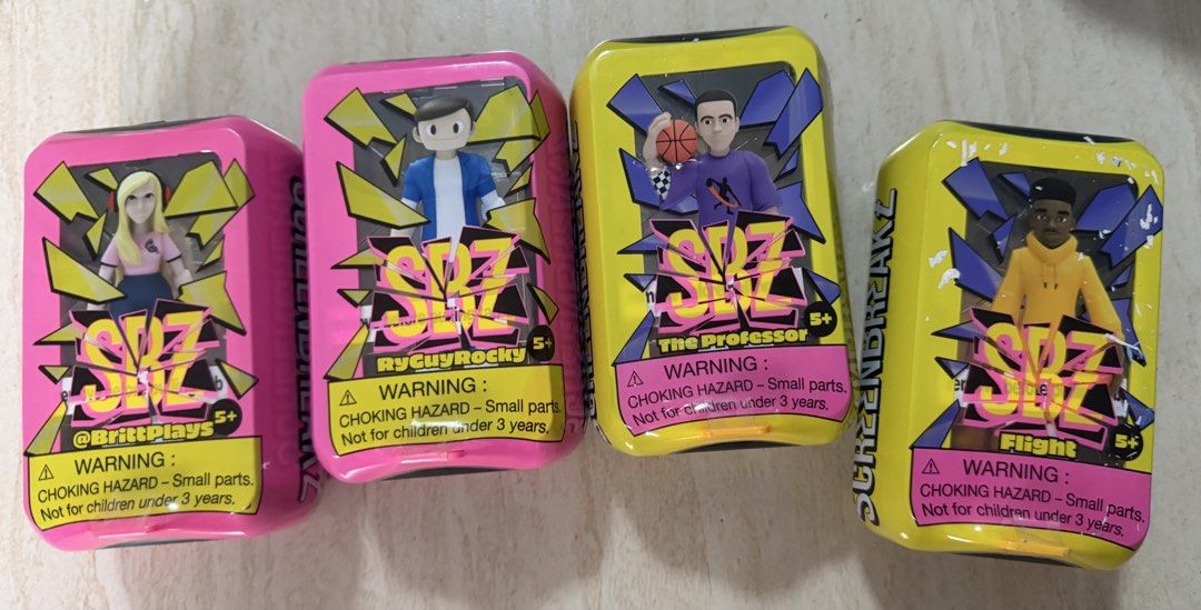 Screenbreak Oozes Figures - RyGuyRocky, The Professor, Flight, @BrittPlays (Category: Figurines & Statues) located in Cavite. Submitted by ghentoot (Listing ID 1462468852, Image 1). Description: - Set of 4 Screenbreak Oozes collectible figures - Includes: RyGuyRocky, The Professor, Flight, and @BrittPlays - All figures are blind box and unopened - Each figure is in its original packaging - Ideal for collectors - Sold as a bundle.