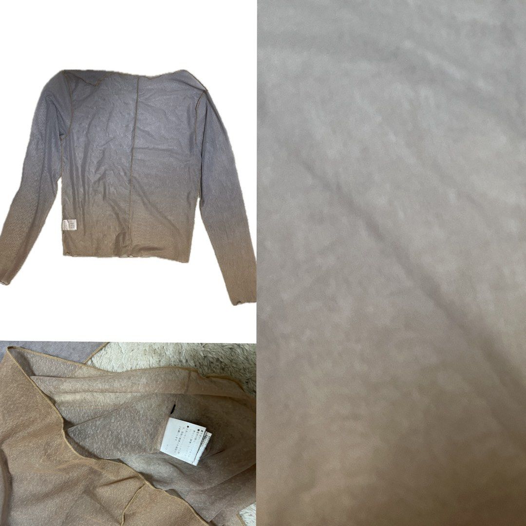 Sheer Ombre Long Sleeve Top (Category: Longsleeves) located in Urdaneta. Submitted by randomjess00 (Listing ID 1462506173, Image 1). Description: - Sheer long-sleeved top - Ombre effect: transitions from grey to beige - Lightweight material - Raw hem detail - Brand new with tag attached - Ideal for layering.